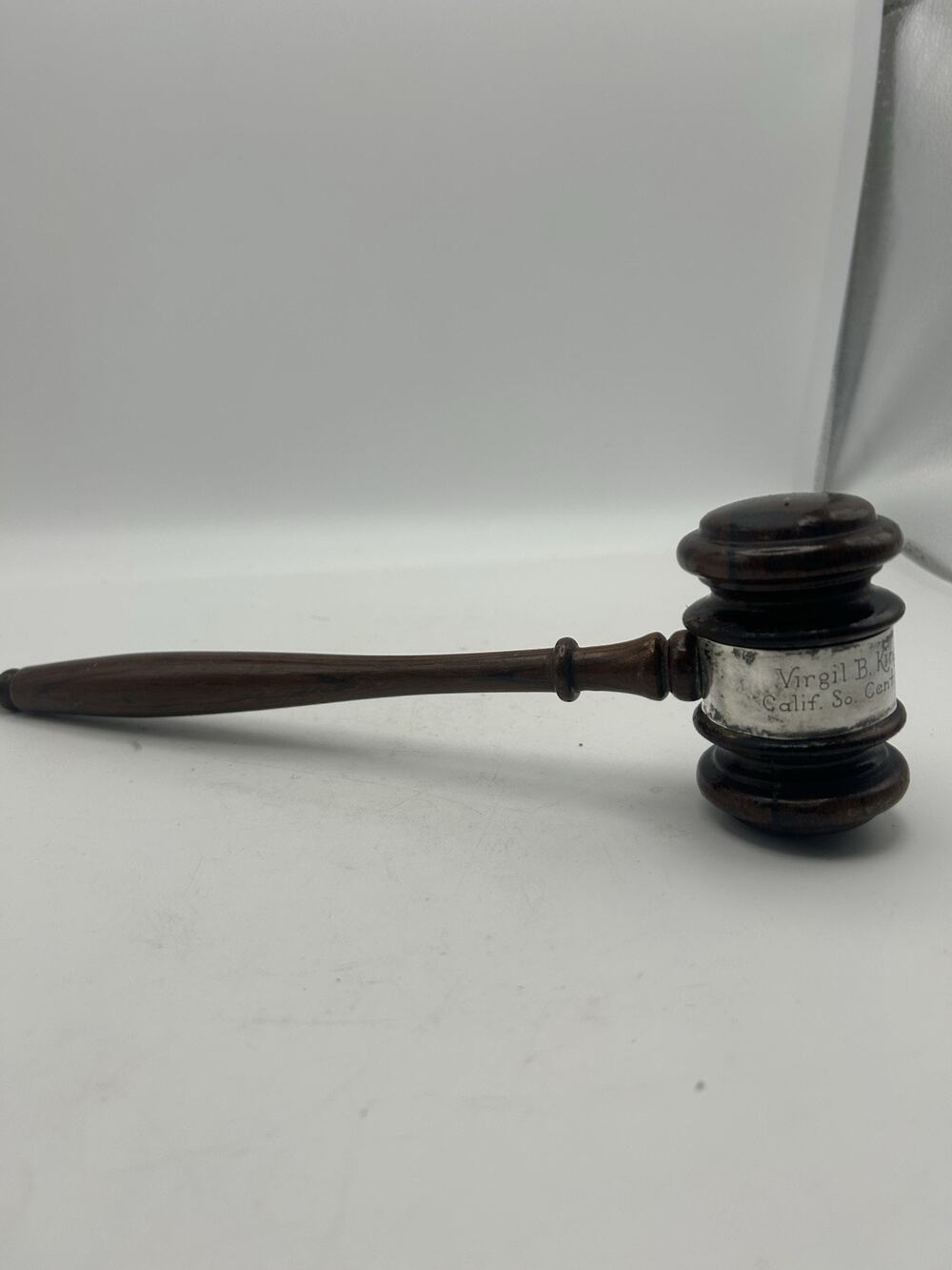 Vintage Wooden Gavel Sterling Silver name Plate 10" Engraved 1955